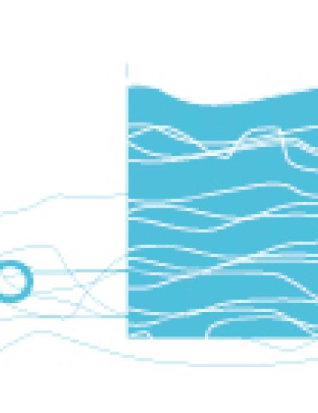 baner  informacyjny, napis: Odro, moja przyjaciółko, niebieskie tło, motyw rzeki 