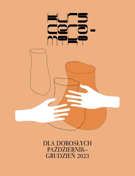 banerek informacyjny, obraz ukazuje dłonie i naczynia ceramiczne - zarys obiektów, napis zapisy na kurs ceramiki