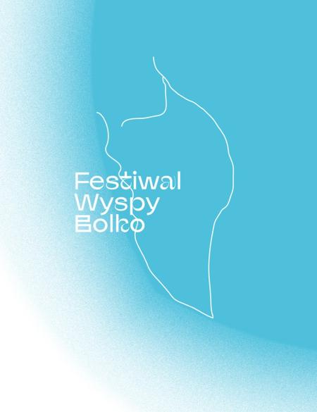 baner informacyjny, napis festiwal wyspy bolko na niebieskim