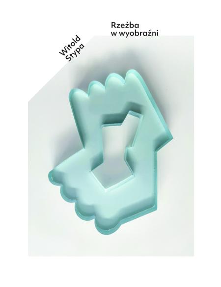 baner informacyjny: napis witold stypa, rzeźba w wyobraźni, w tle figura abstrakcyjna w odcianiach błękitu