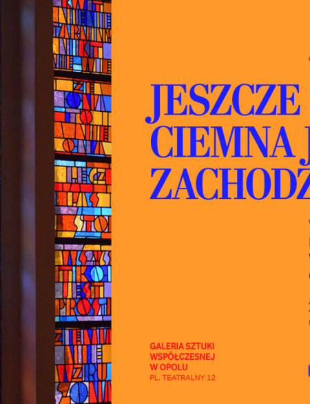 banerek informacyjny, w tle witraż, napis wykład poświęcony pamięci Wincentego Maszkowskiego, autora witraży na cmentarzu w Półwsi