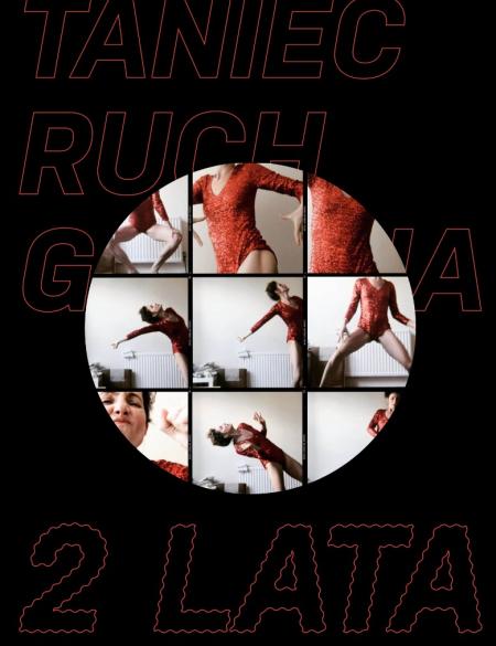 banerek informacyjny, czarne tło na środku koło z klatkami fotograficznymi ukazującymi tancerkę w ruchu.