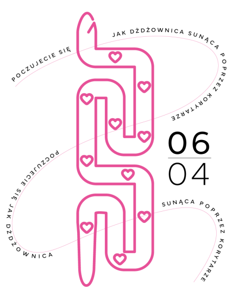 grafika ukazująca zarys korytarza wydrążonego przez dżdżownicę. napis warsztaty 6.04