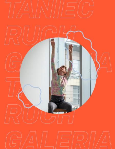 pomarańczowy baner przedstawiający tancerkę