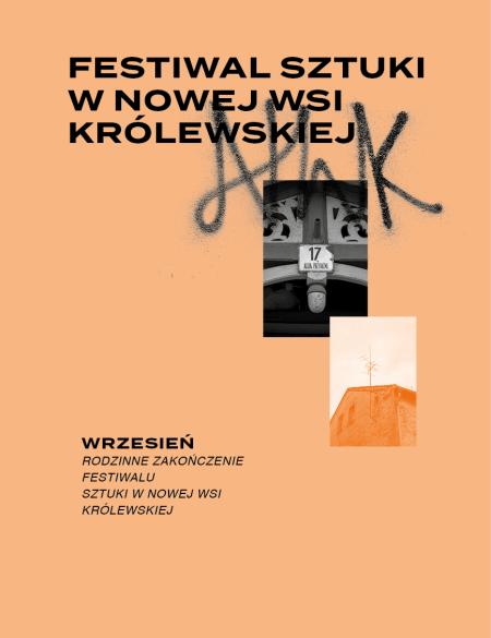 baner informacyjny, napis festiwal sztuki w NWK, wrzesień