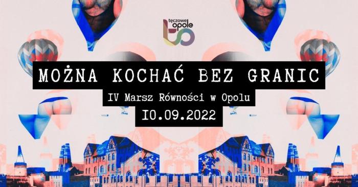 benerek informacyjny, napis można kochać bez granic, IV marsz równości, 10.09.2022, Opole, różowe tło, balony