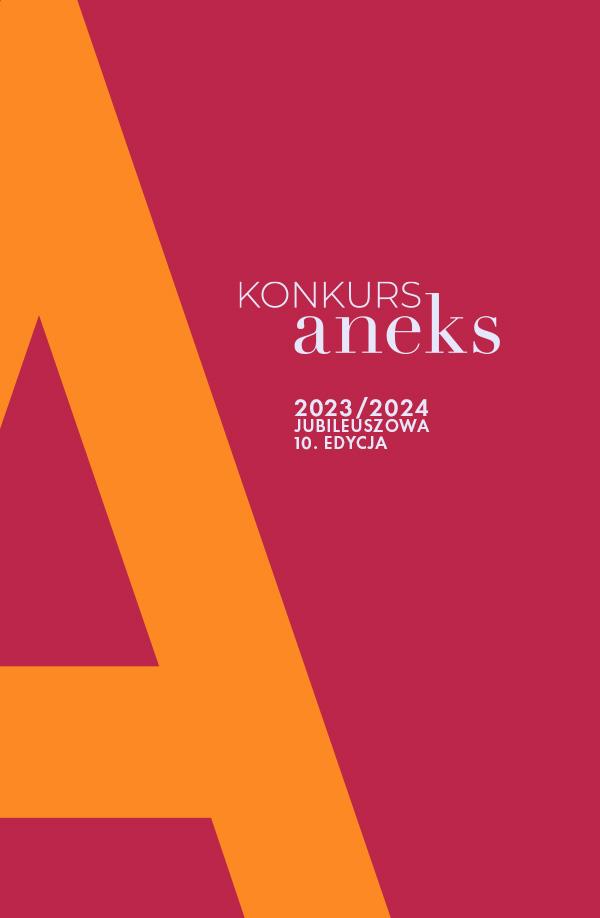 banerek informacyjny, różowe tło, pomarańczowy motyw litery A, napis konkurs aneks