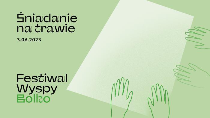 banerek informacyjny, zielone tło, napis śniadanie na trawie 