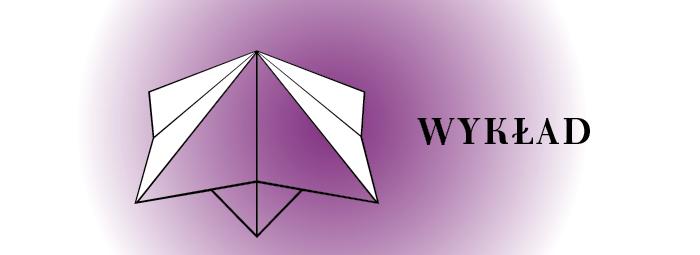 baner informacyjny, napis wykład, fioletowe tło