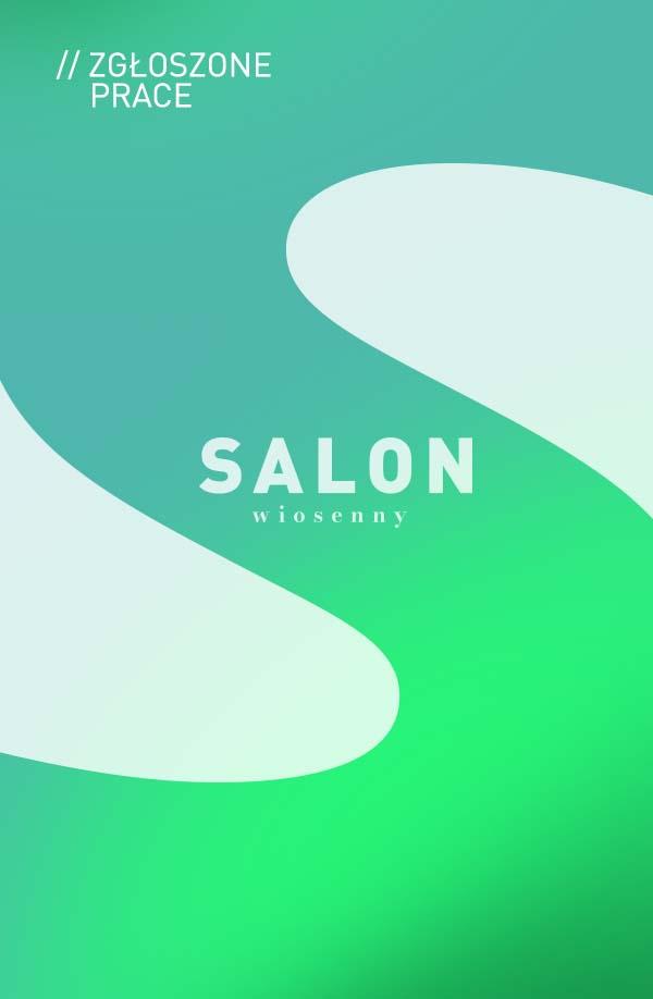 banerek informacyjny z napisem  Salon wiosenny, zgłoszone prace. Grafika w tonacjach zieleni. 