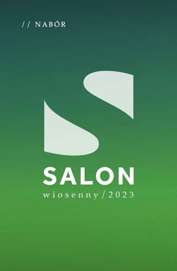 baner informacyjny, zielone tło, biały napis salon, nabór