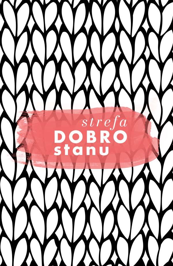 baner informacyjny,  napis strefa dobrostanu, abstrakcyjna forma ozdobna w tle - czarno-czernowne odcienie. 