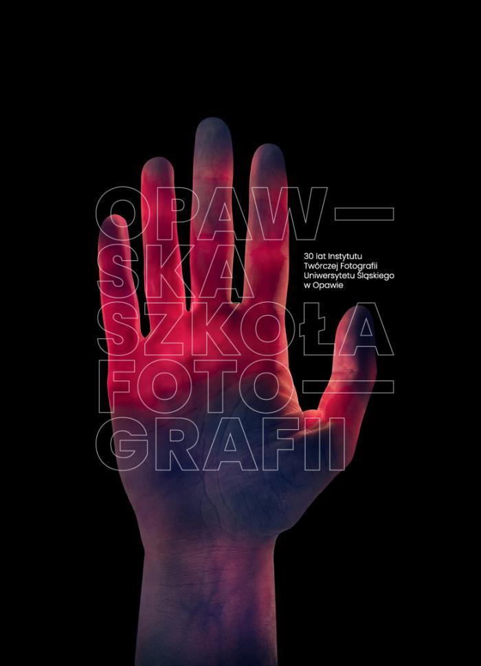 Baner informacyjny, logo projektu - różowa ręka.