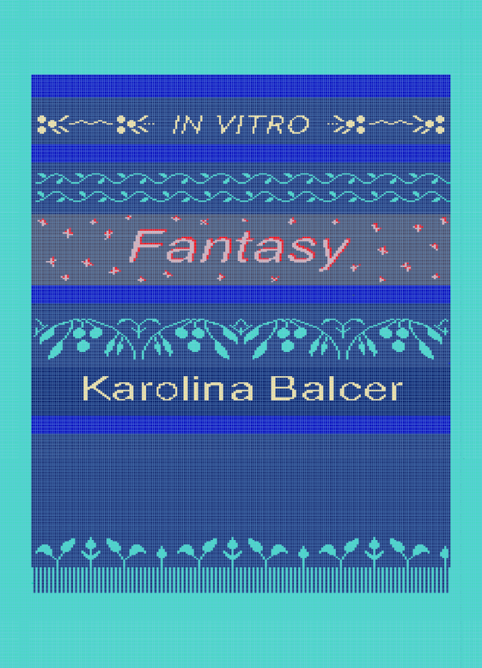 baner informacyjny, w tle sugestia dzierganych tekstyliów, napis: in vitro fantasy