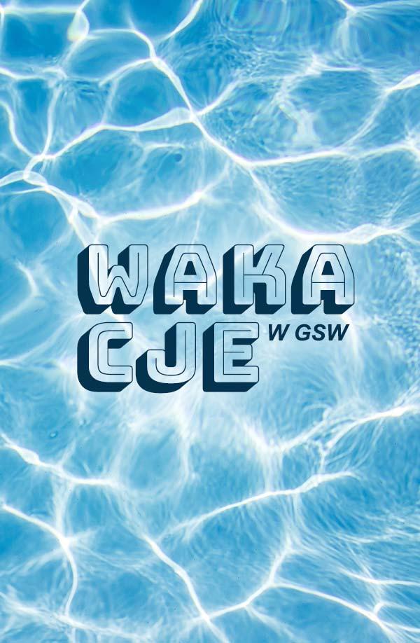 wakacje - baner informacyjny, tło sugerujące wodę, błękitne 