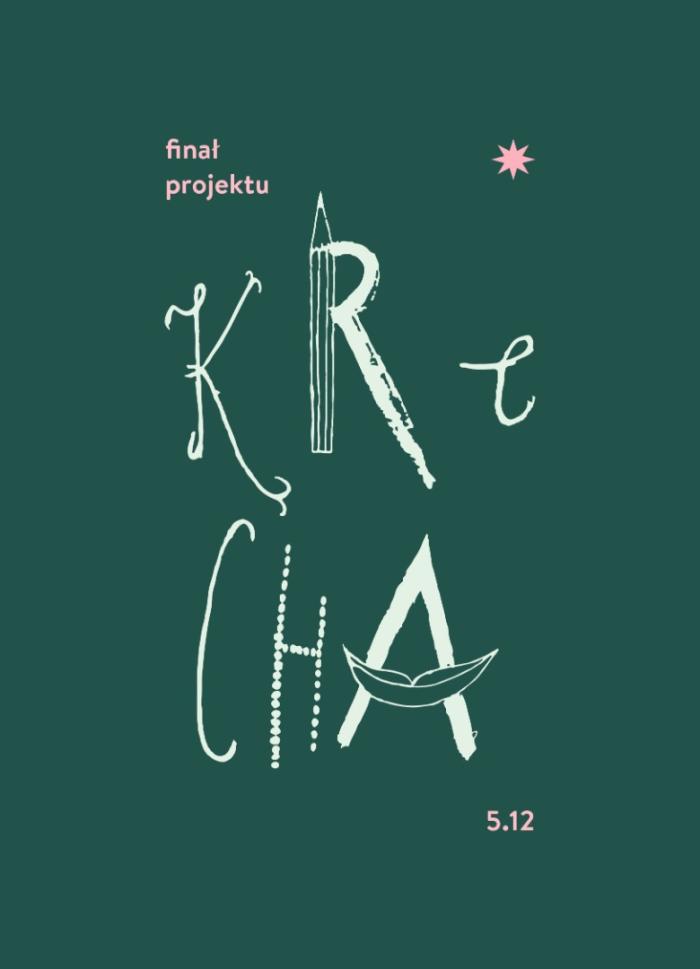 benerek informacyjny, zielony, napis krecha, finał. 