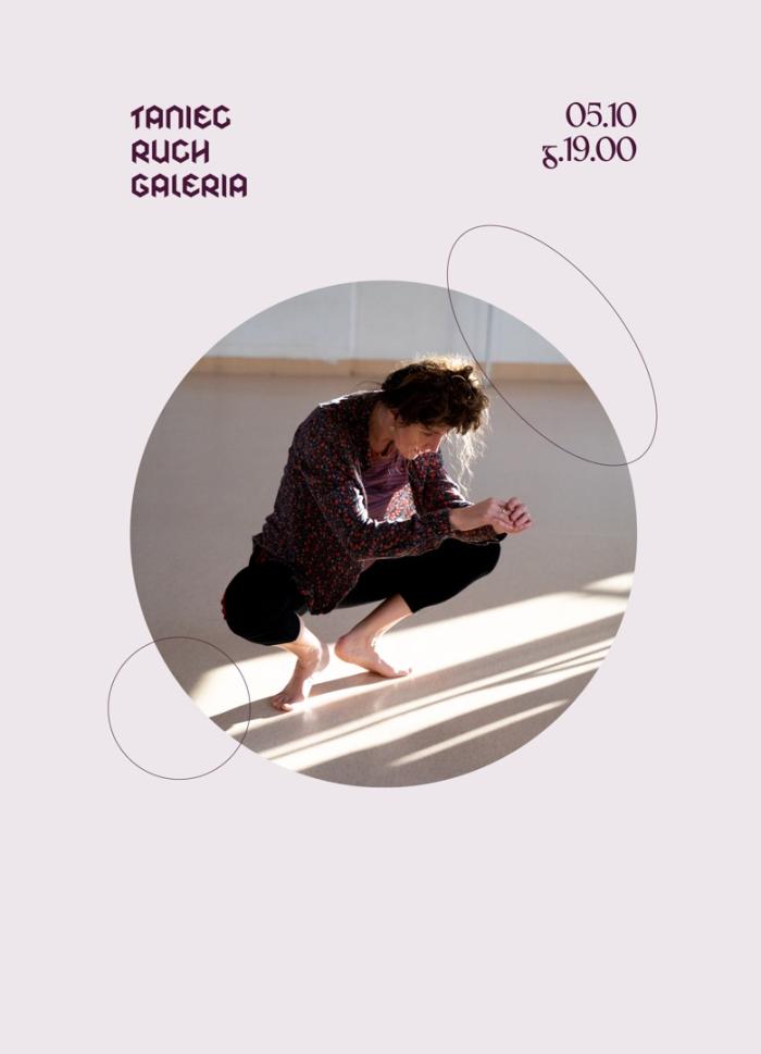 baner ze zdjęciem prowadzącej lekcję oraz napisem taniec ruch galeria 5.10 g.19.00