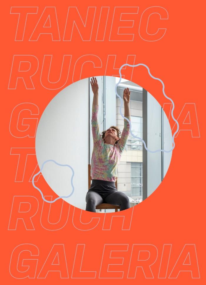 pomarańczowy baner przedstawiający tancerkę