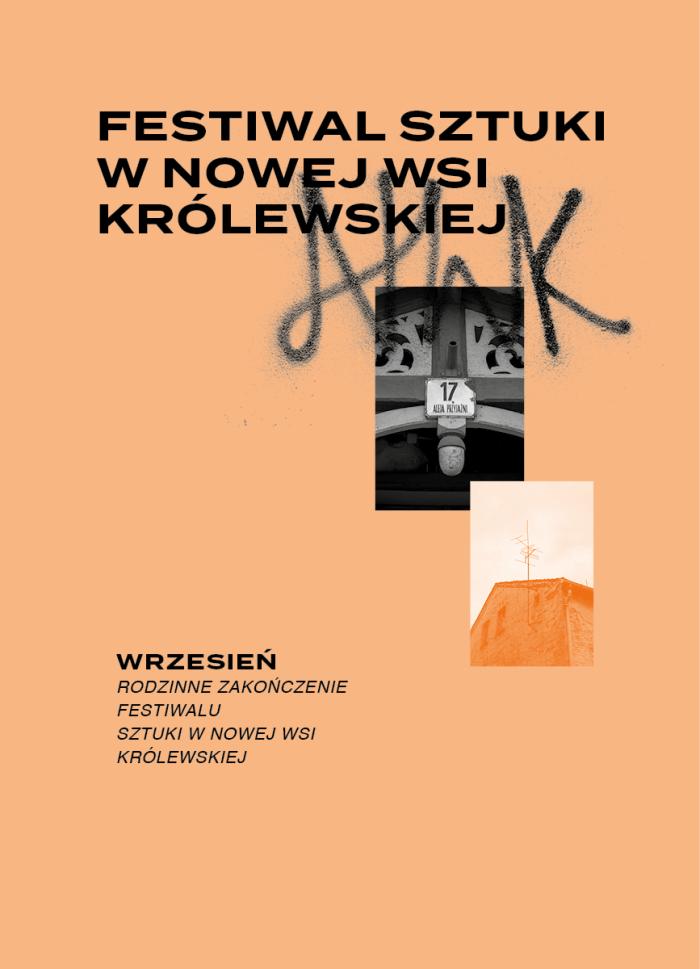 baner informacyjny, napis festiwal sztuki w NWK, wrzesień