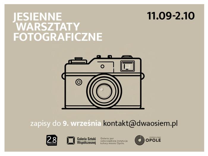 baner informacyjny, jesienne warsztaty fotograficzne, zarys aparatu 