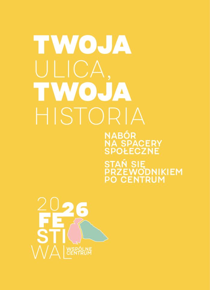 baner informacyjny, spacer społęczny, nabór, żółte tło